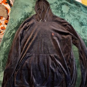 Black velvet polo sweatshirt